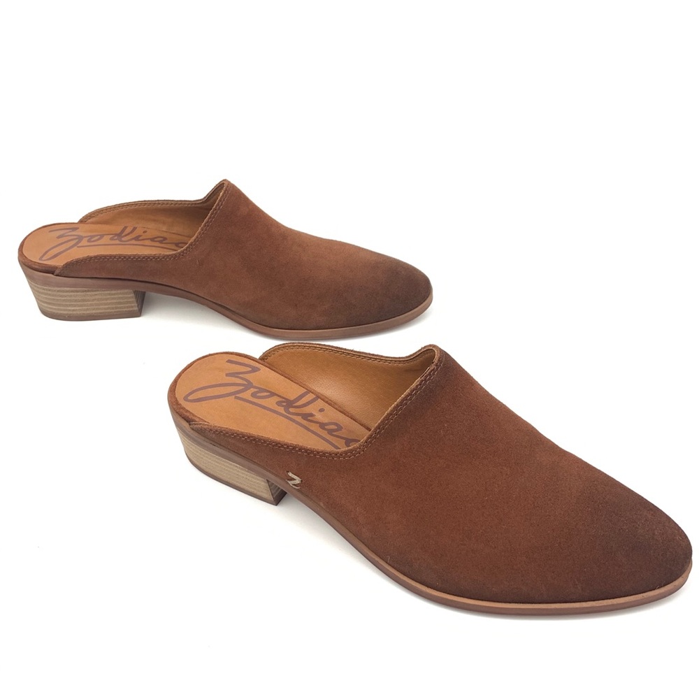 NEW Zodiac Brown Leather Mules with Heel Women Size 8 Boho Western